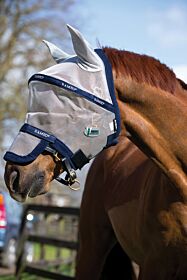 Rambo Flymask Plus Silver & Navy