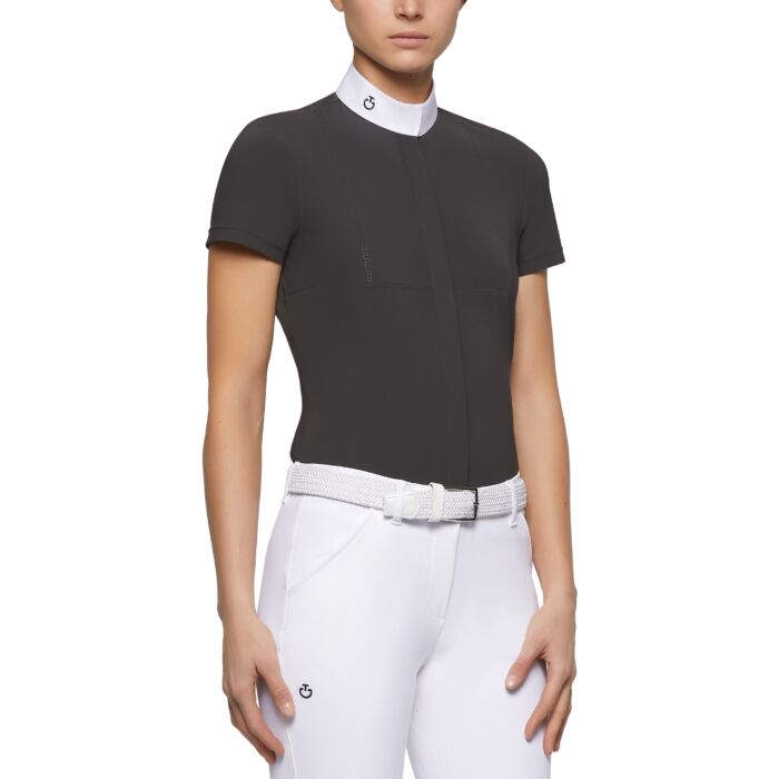 Cavalleria Toscana Laser Perforated Technical Knit Dames Wedstrijd Shirt S/S