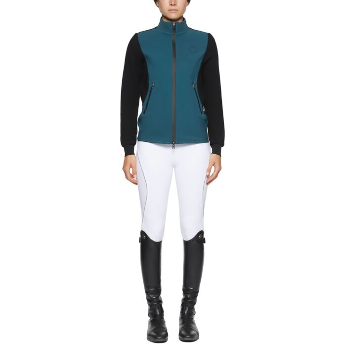 Cavalleria Toscana Dames Jack Jersey and Tech Knit Honeycomb Zip Petrol