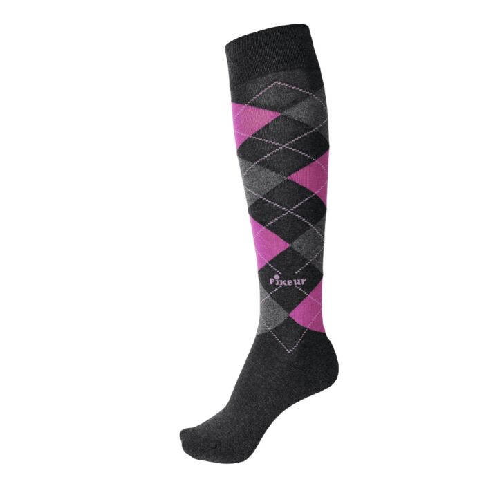 Pikeur Kniekousen Ruit Antraciet / Grijs / Pink