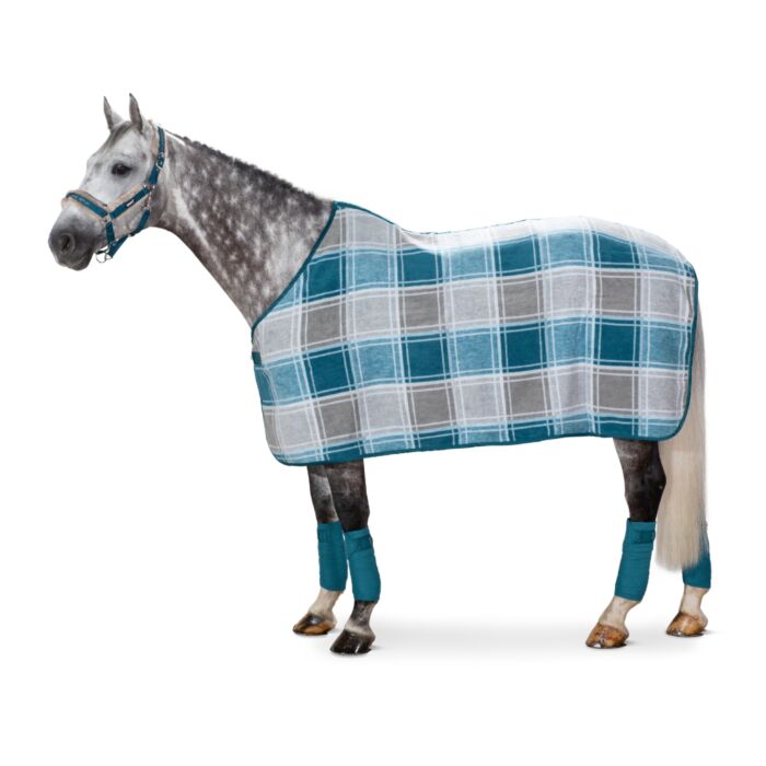 Eskadron Dralon Deken Check Soft Grey-Tealblue