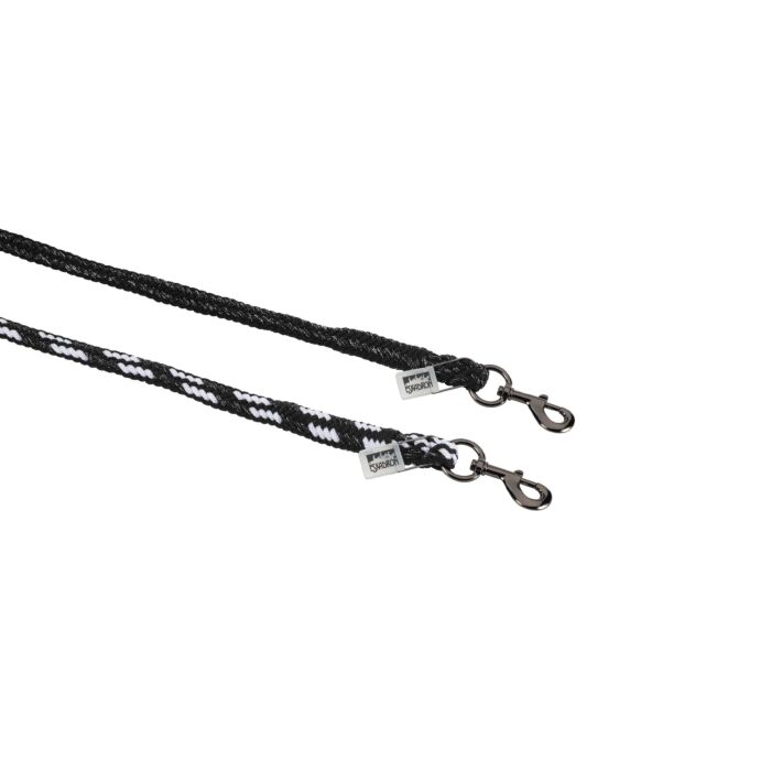 Eskadron Duralastic Halstertouw met paniekhaak Platinum Pure Zwart/Wit