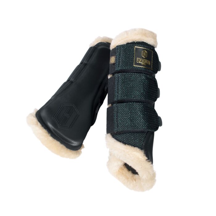 Eskadron Heritage Tendon Boots Glitter Mesh FauxFur Antique Green