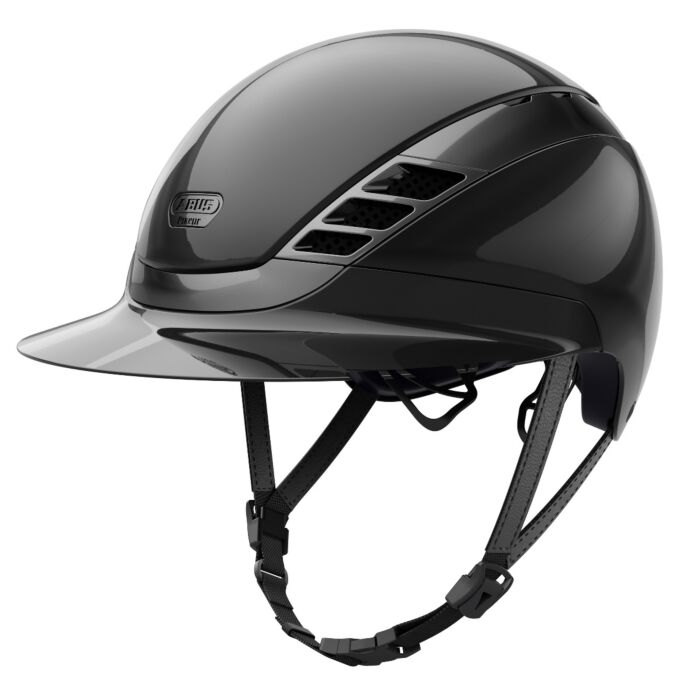 ABUS Pikeur Rijhelm AirLuxe Chrome Long Visor - Shiny Black
